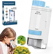 80X-200x Mini Microscope,Kids Microscope,Portable Pocket Handheld Miniscope with LED Light,for Learning Education and Exploring,Gifts for Boys and Girls (Blue)