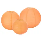 6Pcs 6"8"12" Orange Paper Lanterns Decorative Round Hanging Ball Lantern