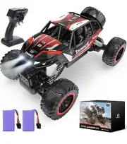 DEERC 1:12 Remote Control Car with Metal Shell, 4WD Off Road Monster Truck -Red