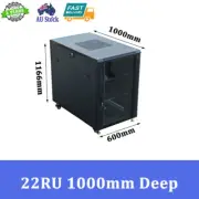 22RU 22U 19" 1000MM DEPTH SERVER COMMS DATA RACK CABINET FANS COMBO pickup