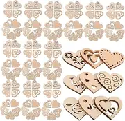 Operitacx Wooden Heart Slices Craft Kit 150pcs Mixed Styles DIY Wedding Decor Portable Decorations