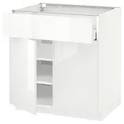METOD / MAXIMERA base cabinet with drawer/2 doors, white/Ringhult white, 80x60x80 cm