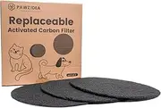 PAWZIDEA 3-Pack Replacement Activated Carbon Filter Outdoor Ready 3.1 Gallon Dog Poop Trash Can Brown/Black/Gray, 7.8" Round, 1/5" Thick Deodorizing Carbon Filters, Effective Odor Control
