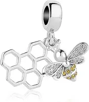 [OutstandLong] Bee Honeycomb Cute Bee Charms for Mom Pandora Bracelets for Women Girls Her Birthday Gifts, Metal, base