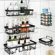 Liuoud Shower Caddy, 5 Pack Shower Organizer Rack for Inside Shower, self adhesived Shower Shelf Large Capacity Rustproof Stainless Steel Bathroom wall storage shower basket