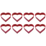 8x R&M Heart Cookie Cutter Polyresin Coated Steel Biscuit Baking Mould 8cm Red