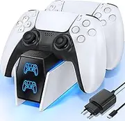Kytok PS5 Controller Charging Station with EU Power Supply & Charging Cable, 2 Hours Charging Station PS5 Controller Charger with 9 RGB Modes, PS5 Charging Station Accessory Set for Controller