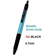 Pilot ACROBALL 0.7mm Metallic Green BODY - 10x BLACK INK