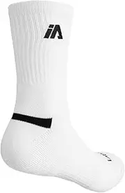 [IA iAthletic] Crew Socks White With Embroidered Black Logo