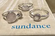 NWT Sundance Catalog Silver Rose Quartz “Pride Of The Garden Ring Trio” Size 9