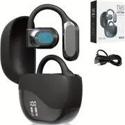 Black Comfortable Open Ear Bluetooth Headset Real Time Translation Led Display Headsets