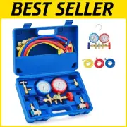 Complete AC Diagnostic Tool Kit - 3-Way Manifold Gauge Set with Hoses & Can Tap