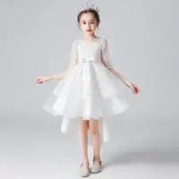 在飛比找ETMall東森購物網優惠-蓬蓬生日女童白色婚紗伴娘禮服裙