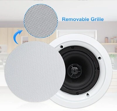 5.25” 4 Flush Mount Bluetooth Ceiling Speaker System Max Power 600 Watts Perfect