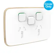 Clipsal Iconic Essence Double Powerpoint + Extra Switch Skin Arctic White