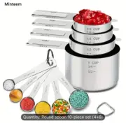Stainless Steel Measuring Cup and Spoon Set, 4/5/6/7 Nesting Measuring Cups Plus