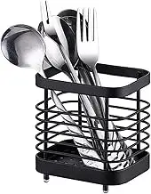 Oidium Silverware Holder,Small Utensil Holder Stainless Steel,Utensil Drying Rack,Chopstick Holder 4x4x3 In,Fit for Kitchens,Picnics,Office storage (Small Holder（black）)