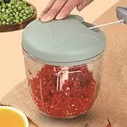 KINTEGOOD 900ml Extra Large Manual Food Chopper Vegetable Chopper Garlic Chopper, Pull String Manual Food Processor with 5 Sharp Blades Mincer for Cutting Onions Chili Ginger Seasoning