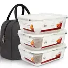 3 Pack Glass Food Storage Container Meal Prep Containers Reusable Fridge