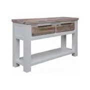Plumeria Console Hallway Entry Table 130cm Solid Acacia Timber Wood -White Brush