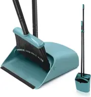 JEHONN Broom with Dustpan Combo Set, Long Handle Lightweight Grey-green