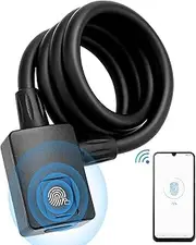 MYPIN Bluetooth Fingerprint Bike Lock, Anti-Theft, Waterproof, 1M Cable, IP65, Combination Lock, Fingerprint & Bluetooth Unlock, Heavy Duty