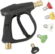 High Pressure Washer Gun, Car Cleaning Washer Tool, Power Short Spray Gun, Power Washer Gun Kit, Washer Gun with 5Pcs Spray Nozzles, Suitable for Indoor Outdoor