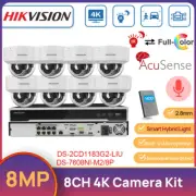 Hikvision 8CH 4K Outdoor CCTV System 8MP Hybrid Light ColorVu+IR POE Dome Camera