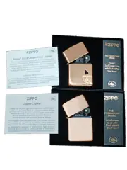 Lot #A Zippo Selling 2 pcs in one, Solid Copper Case, Black Insert, 46171, 48107