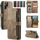 For Galaxy S25 S24 S23 S22 S21 S20 Ultra S10 S9 Leather Zipper Card Wallet Case