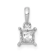 14k White Gold 1/5ct. Real Diamond Square Pendant