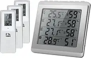 Labymos LCD Digital Wireless Indoor/Outdoor Hygrometer Four-Channel ℃/℉ Temperature Humidity Meter with 3 Outdoor Transmitter Comfort Level