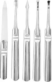 minkissy Professional Manicure Set 5pcs Stainless Steel Tools Cuticle Remover Trimmer Dead Skin Fork Nail File Easy to Use