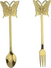 VINTORKY Elegant Stainless Steel Spoon and Fork Set Reusable Tableware for Tea Shops Desserts Hotels and Restaurants