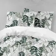 3D Green Plant Leaf Pattern Quilt Cover Set Bedding Set Pillowcases 5