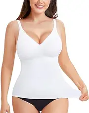 [LODAY] Compression Tank Tops for Women Tummy Control Shapewear Seamless Body Shaper Workout V-Neck Camisole Cami Tops