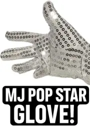 1 SILVER SEQUIN WHITE GLOVE MJ Michael Jackson Dance Glitter Costume Hand Faux