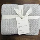 POTTERY BARN VINTAGE WASHED COTTON LINEN COMFORTER PILLOW SHAM, EURO, CLOUD BLUE