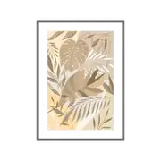 Golden Flora Framed w/ Large Border 40x60cm Charcoal
