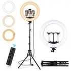18 Inch Bi-Color Ring Light LED 3000-6500K Selfie Fill Lamp with Tripod Remote D