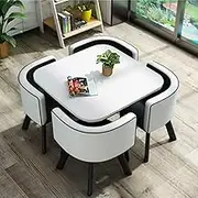 Conference Dining Table Set for 4, Kitchen Table and Chairs for Small Spaces, Reception Business Table and 4 Chairs(Black)
