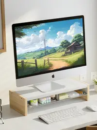 在飛比找松果購物優惠-禾木夕 適用台式電腦顯示器增高架屏幕墊高擡高架子帶抽屜辦公桌
