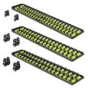 Ernst 8512 HV Socket Boss 3-Trays 6) 18" Rails Ratchet Holders in ¼ ⅜ ½" HI-VIZ