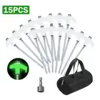 15x Heavy Duty Steel Hex Screw in Camping Tent Pegs Glow in The Dark Head W/ Bag