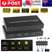 4K HDMI KVM Switch 2 Port USB HDMI KVM Switcher For Mouse keyboard Sharing Box