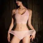 Bra Set Female Lingerie Oil Shiny Transparent Women Sexy Sheer Crop Top Briefs*