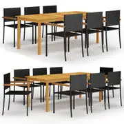 Dining Set Black Outdoor Patio Table Chair Furniture Seat 7/9 Piece vidaXL