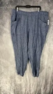 Old Navy Women’s Rayon Linen Lounge Pants Size 2X Blue Pockets Elastic NEW Tags