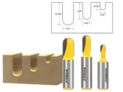 Long Reach 3 Bit Core Box Router Bit Set - 1/2" Shank - Yonico 14360