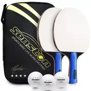 Ping Pong Paddles Premium Table Tennis Racket Set of 2 with 3 Balls Indoor/Ou...